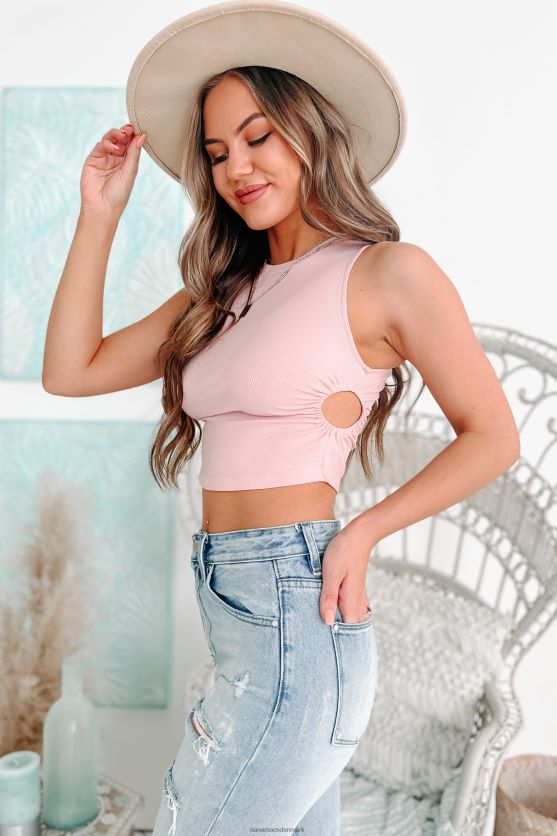 cut-out cutie ribbet cut-out tanktop NanaMacs XJPBDL1433 støvet pink