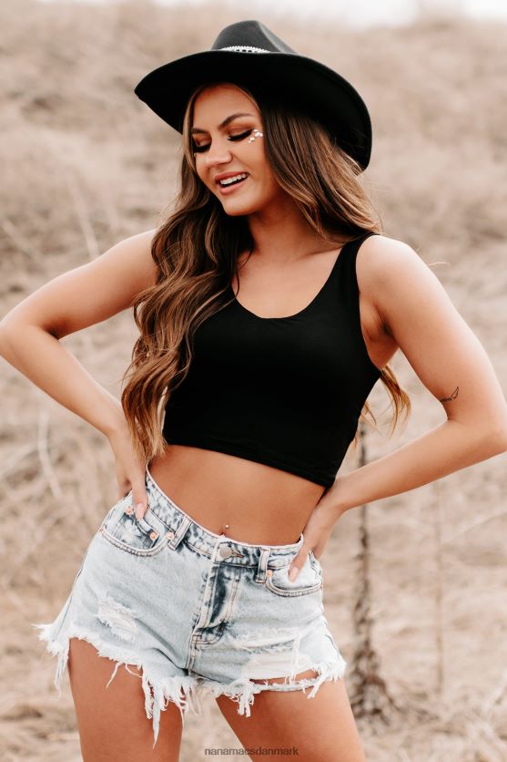 før jeg går cropped v-hals tank top NanaMacs XJPBDL679 sort