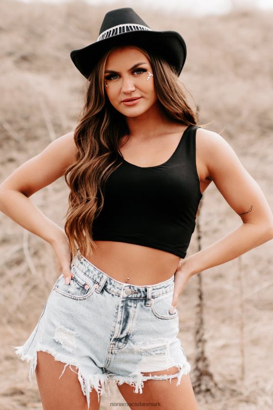 før jeg går cropped v-hals tank top NanaMacs XJPBDL679 sort