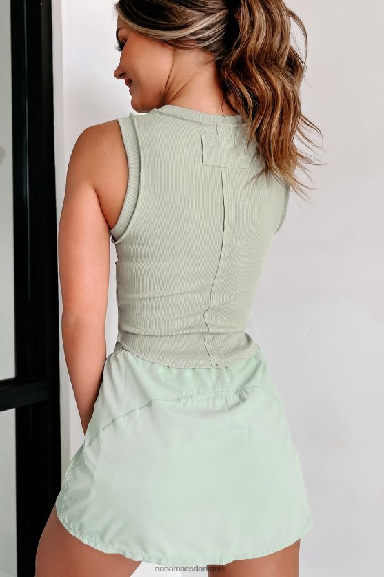 friløbende gennem livet eksponeret søm ribbet tanktop NanaMacs XJPBDL491 salvie