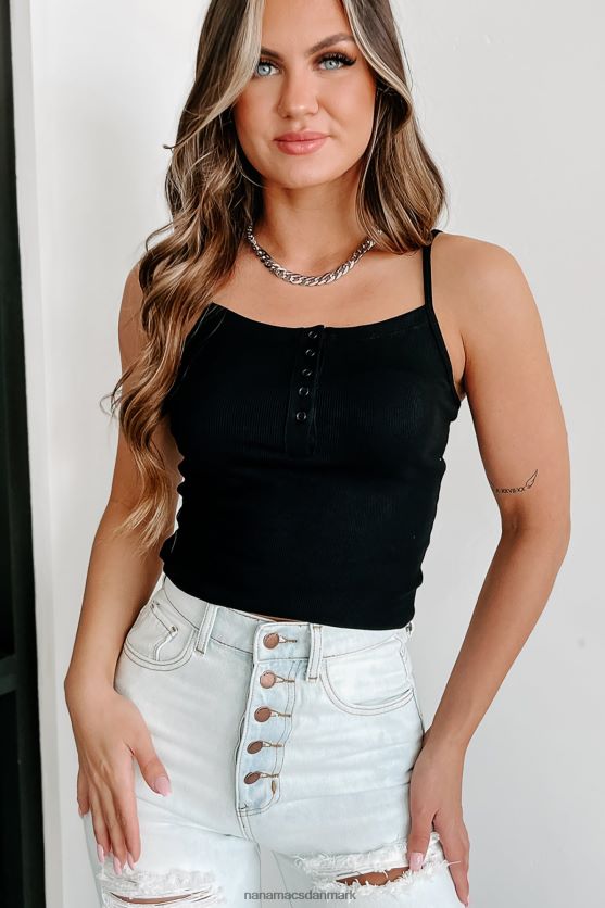 god opkaldsknap detalje tank top NanaMacs XJPBDL544 sort