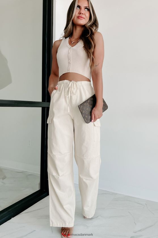 ikke bare et smukt ansigt, knap-front strik afgrødetank NanaMacs XJPBDL509 fløde