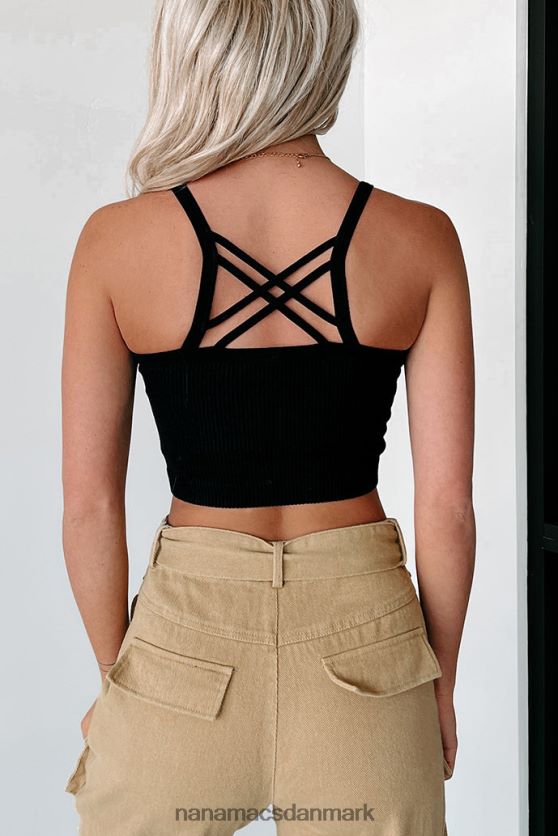 loyal over for en fejlfri sømløs ribbet afgrødetank NanaMacs XJPBDL520 sort