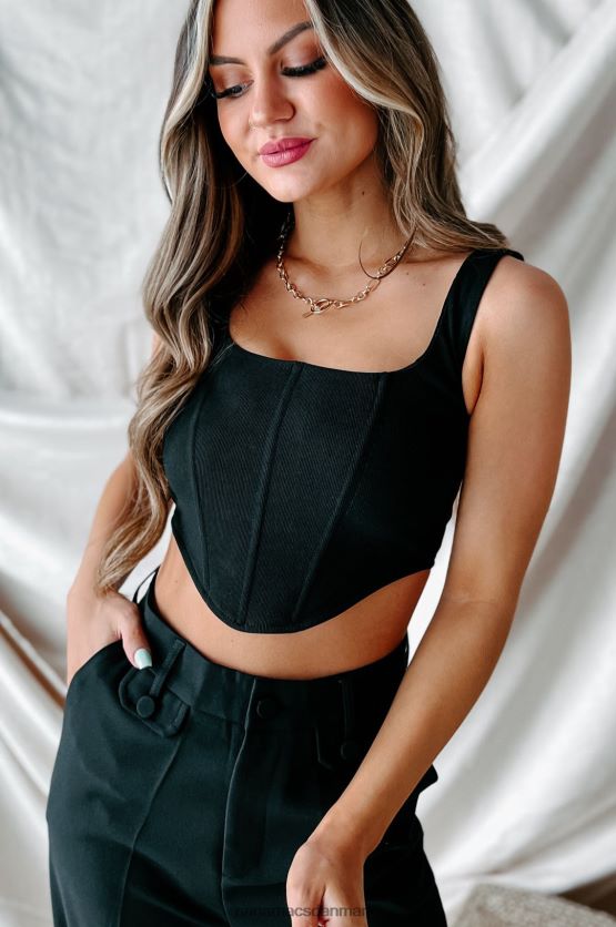 ser fin ribstrikket korset tank ud NanaMacs XJPBDL1352 sort