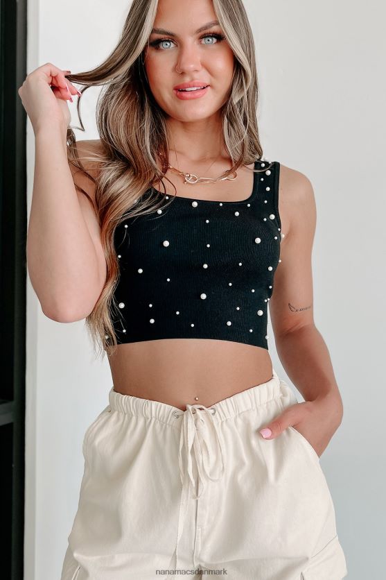 sjældenhed værd perle strik tank top NanaMacs XJPBDL1122 sort