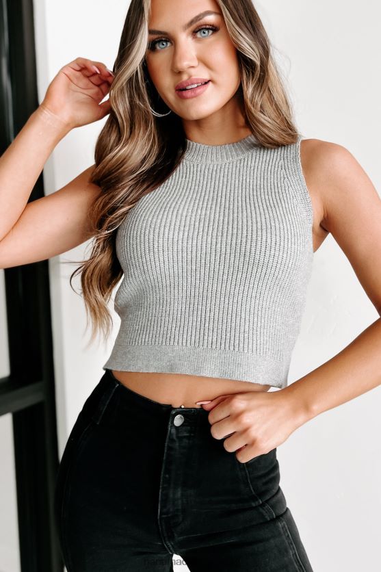 vil vidundere aldrig ophøre afgrøde sweater tank NanaMacs XJPBDL1238 gråmeleret