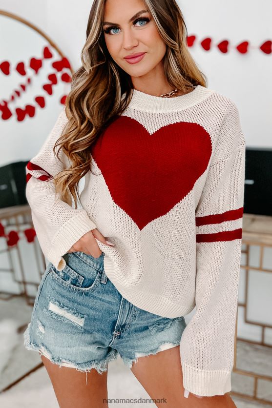 af hele mit hjerte langærmet sweater NanaMacs XJPBDL1718 fløde