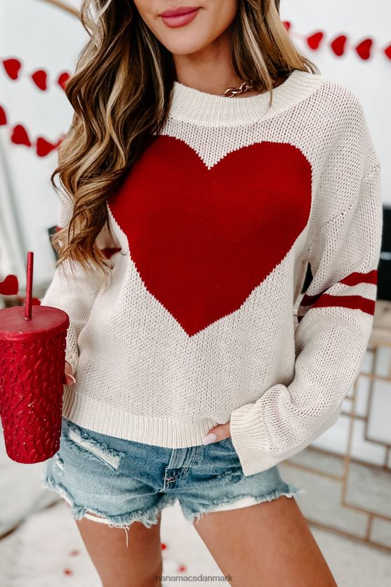 af hele mit hjerte langærmet sweater NanaMacs XJPBDL1718 fløde