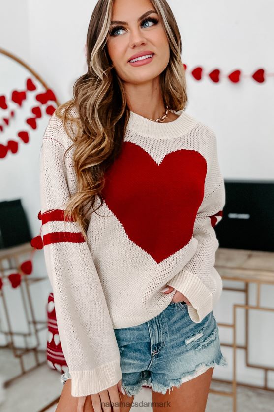 af hele mit hjerte langærmet sweater NanaMacs XJPBDL1718 fløde