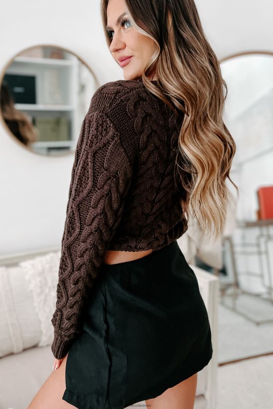 cider sips cropped kabel strik sweater NanaMacs XJPBDL1728 mørk chokolade