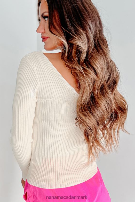 en date med skæbne rib v-hals sweater NanaMacs XJPBDL1714 off white