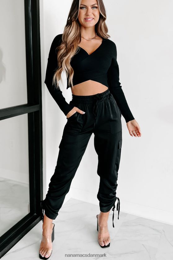 forventer sjov cross front sweater NanaMacs XJPBDL1726 sort