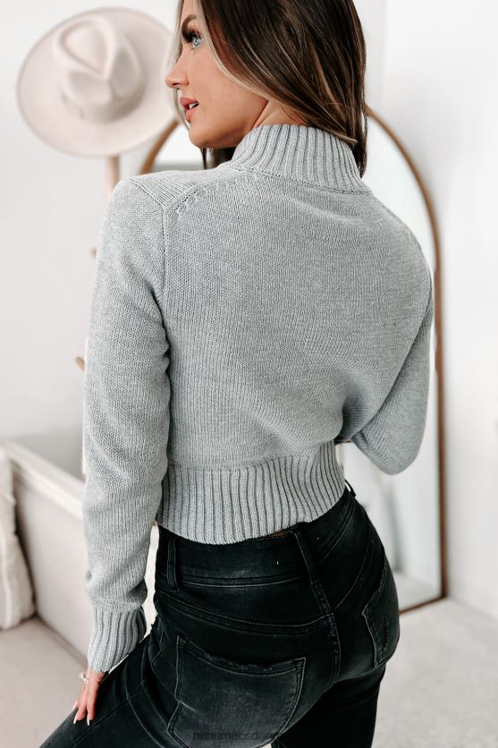 social cues original zip-up crop sweater NanaMacs XJPBDL1544 grå