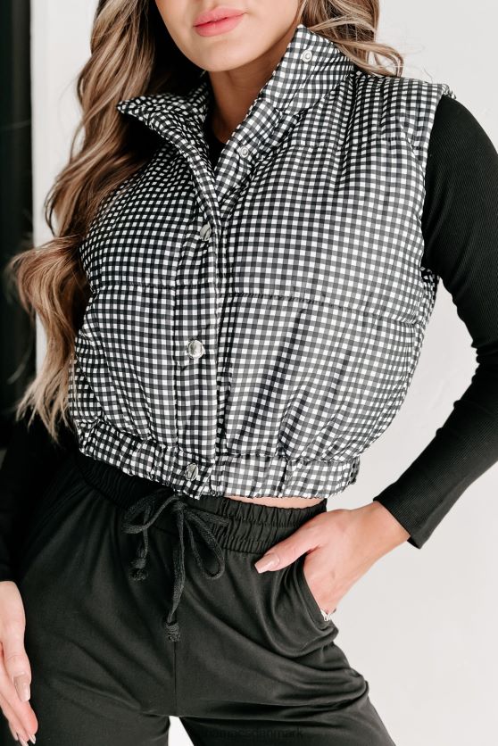 back in action plaid puffervest NanaMacs XJPBDL3835 hvid sort