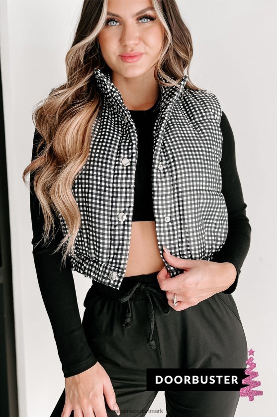 back in action plaid puffervest NanaMacs XJPBDL3835 hvid sort