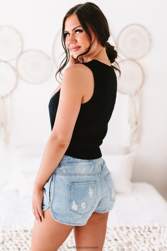 intellektuelle sysler kabel strik beskåret sweater vest NanaMacs XJPBDL3836 sort