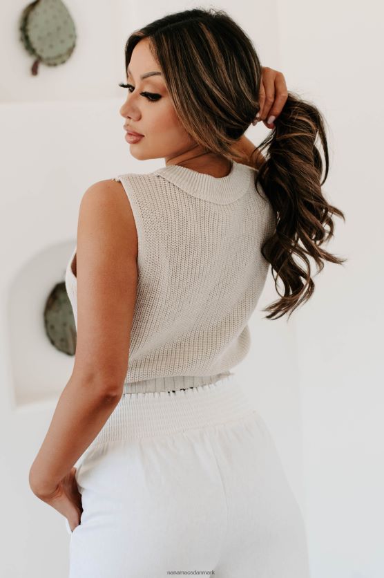 investeret i dig perle knap cropped sweater vest NanaMacs XJPBDL1450 kaki