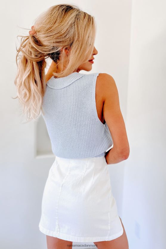 investeret i dig perle knap cropped sweater vest NanaMacs XJPBDL1742 arktisk blå